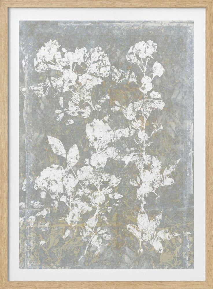Botanische witte textuur bloemen 1 | Poster
