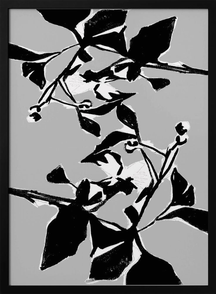 Zwart bloemensilhouet 1 | Poster