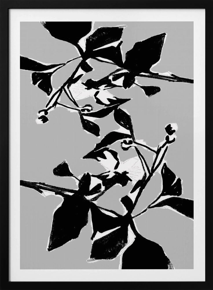 Zwart bloemensilhouet 1 | Poster