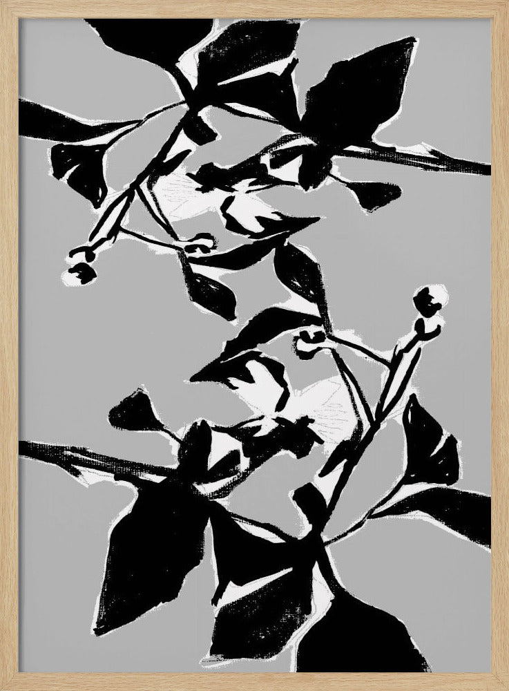 Zwart bloemensilhouet 1 | Poster