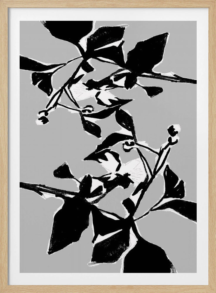 Zwart bloemensilhouet 1 | Poster