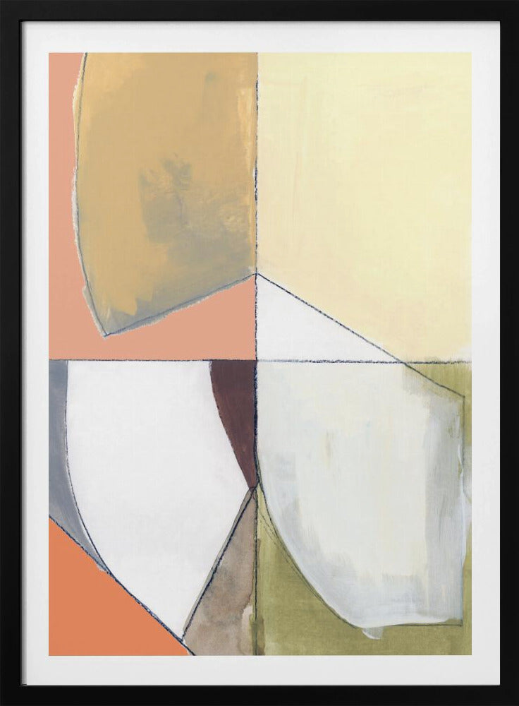 Stofroze Geel Abstract No1 Kunstdruk | Poster