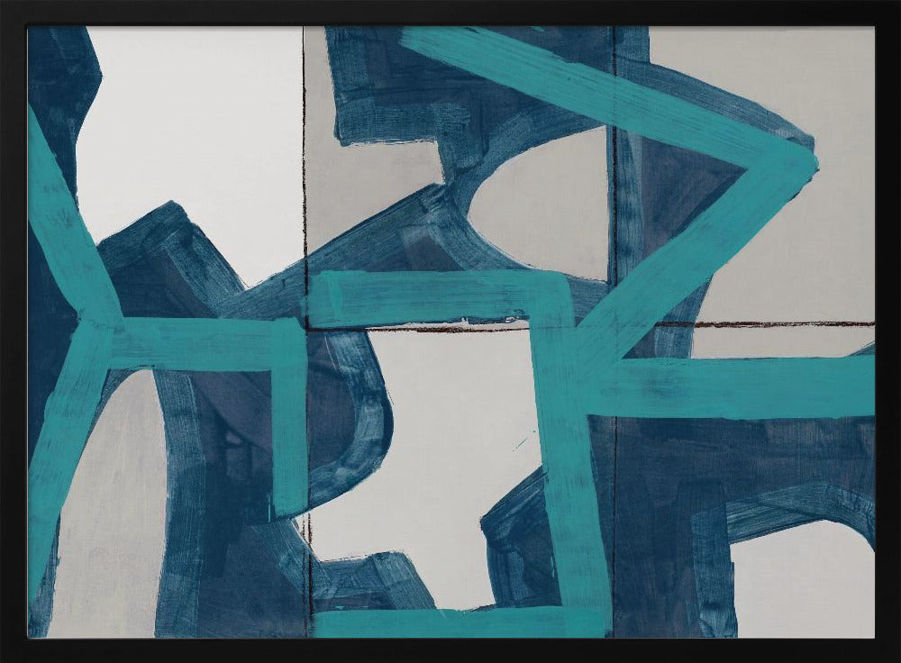 Metrisch blauw abstract kunstdruk | Poster