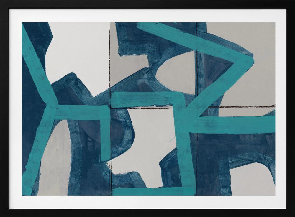 Metrisch blauw abstract kunstdruk | Poster