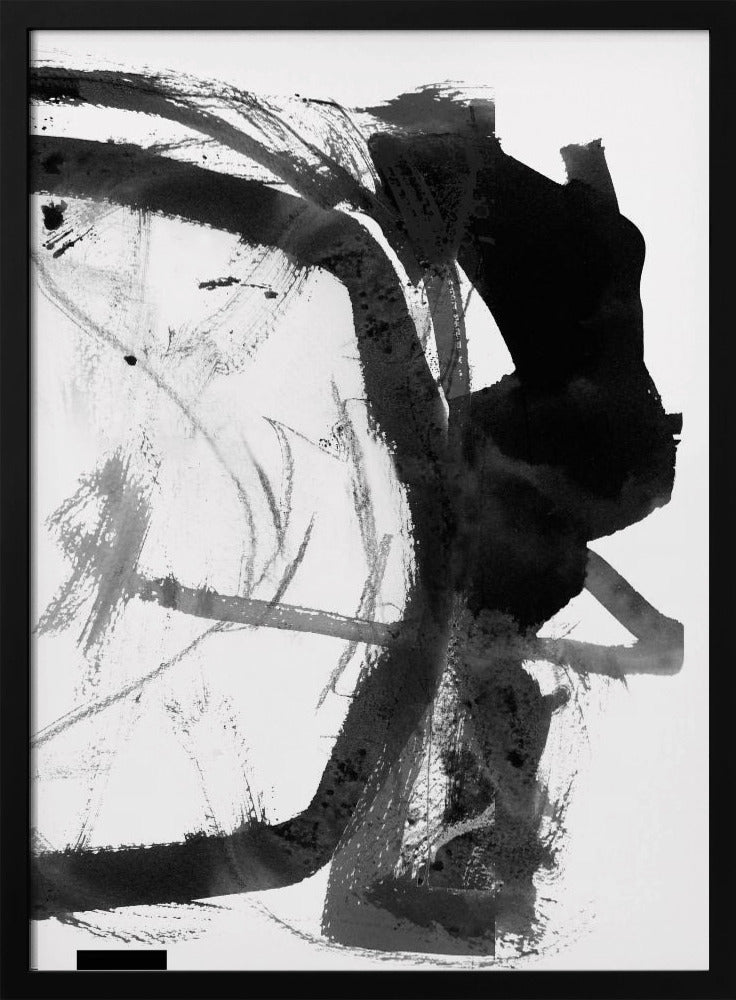 Zwart-grijze inkt abstracte kunstdruk | Poster