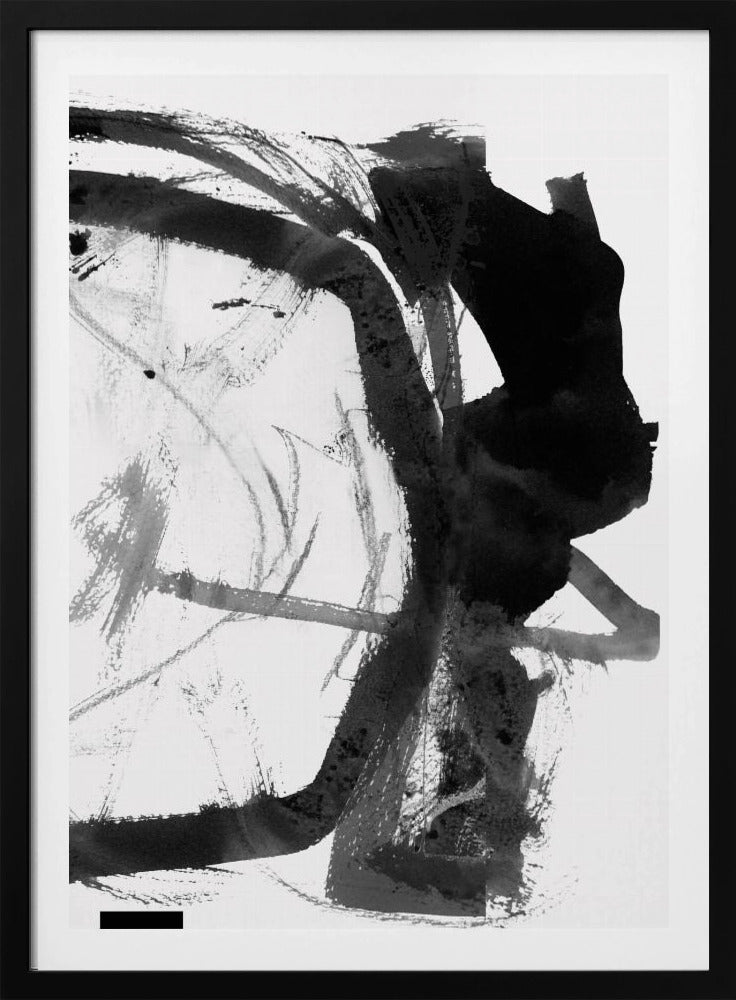 Zwart-grijze inkt abstracte kunstdruk | Poster