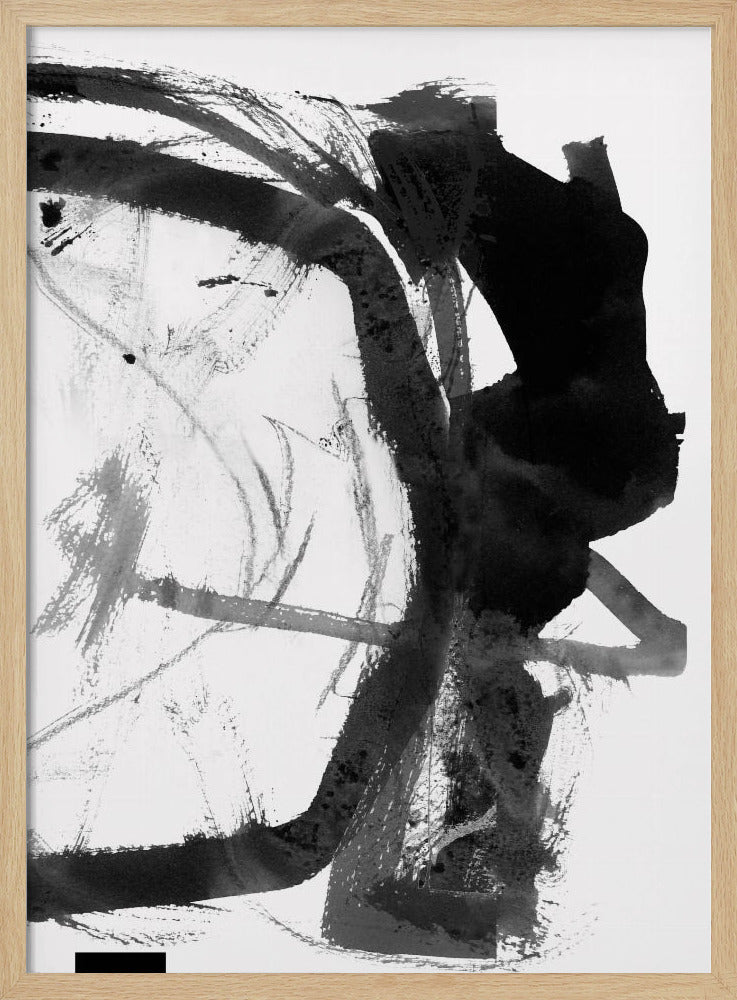Zwart-grijze inkt abstracte kunstdruk | Poster