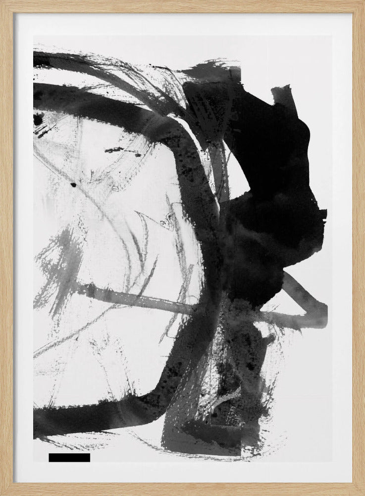 Zwart-grijze inkt abstracte kunstdruk | Poster