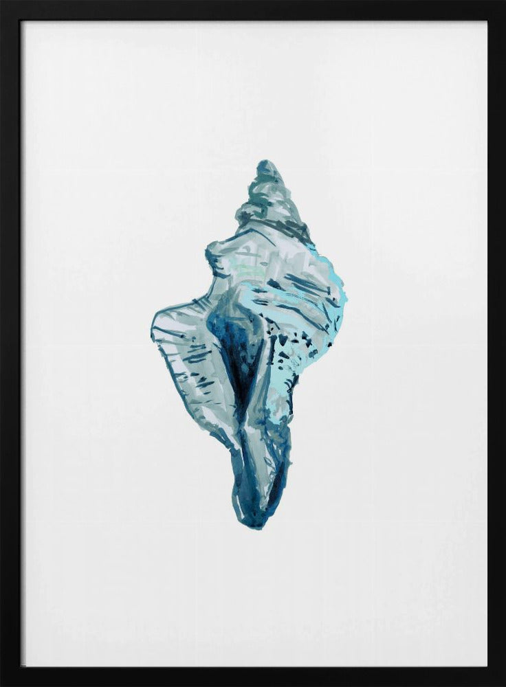 Blauwe schelp op witte achtergrond nr. 4 | Poster