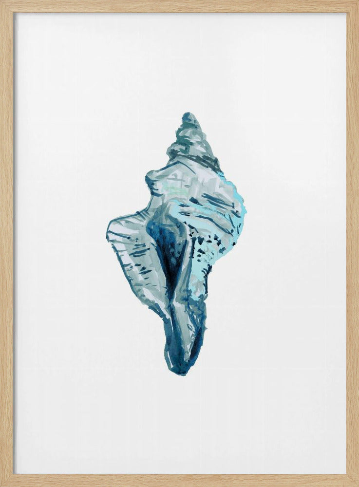 Blauwe schelp op witte achtergrond nr. 4 | Poster