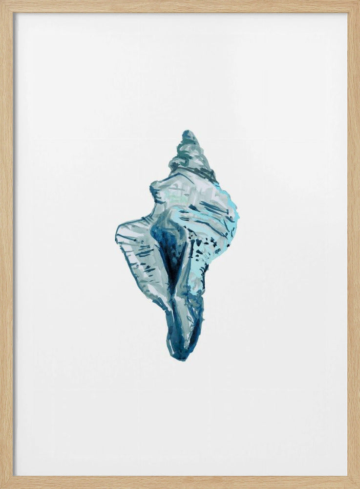 Blauwe schelp op witte achtergrond nr. 4 | Poster