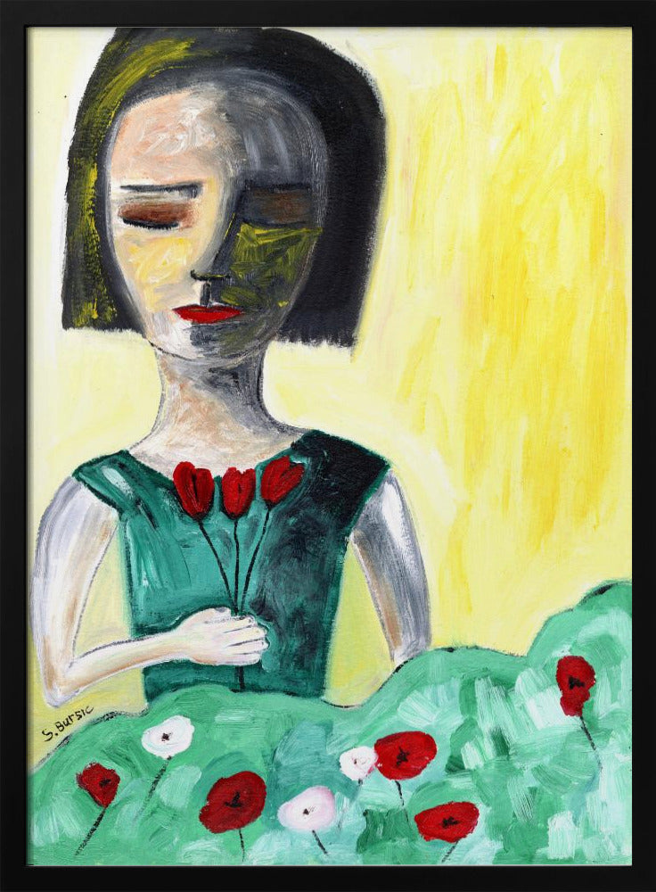 Dame in de tuin | Poster