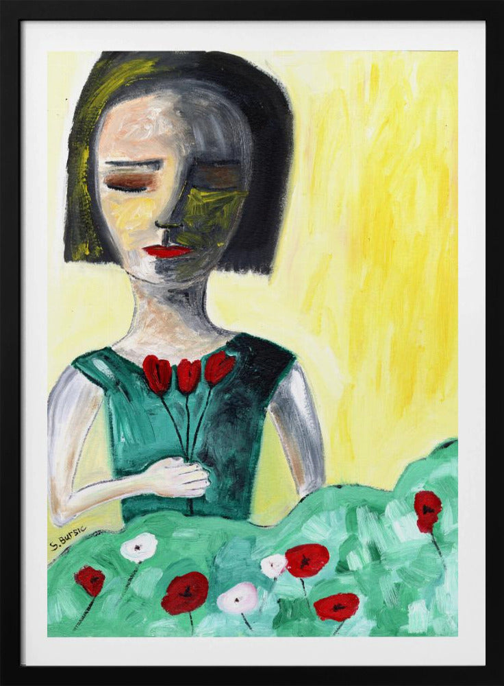 Dame in de tuin | Poster