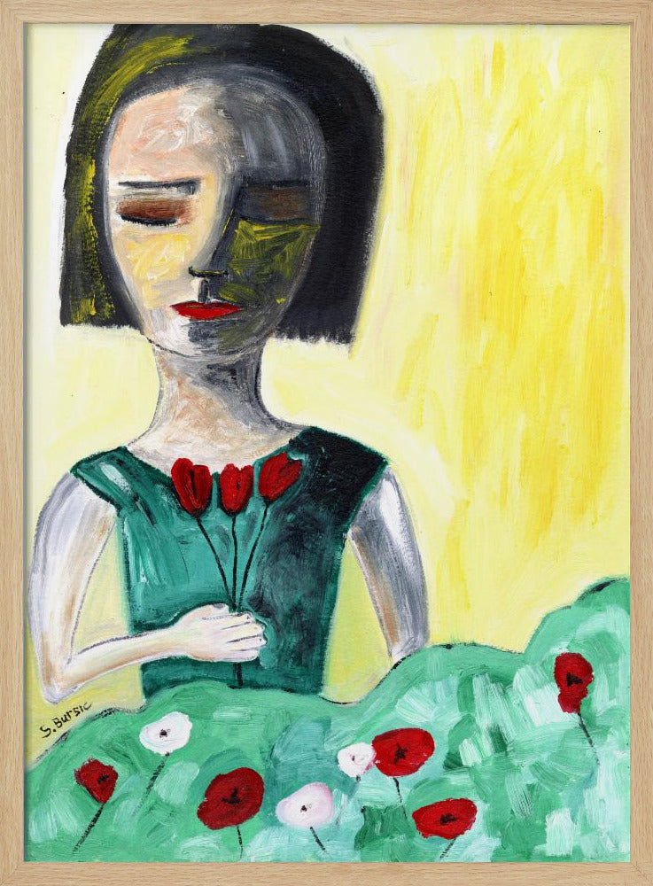 Dame in de tuin | Poster