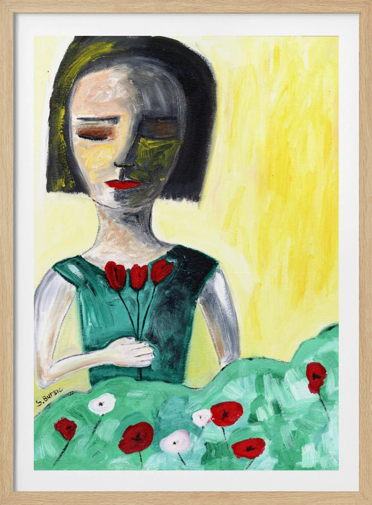 Dame in de tuin | Poster