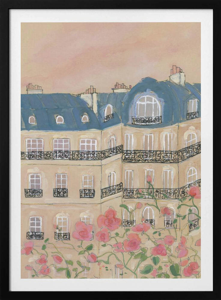 Zonsondergang boven Parijse gebouwen | Poster