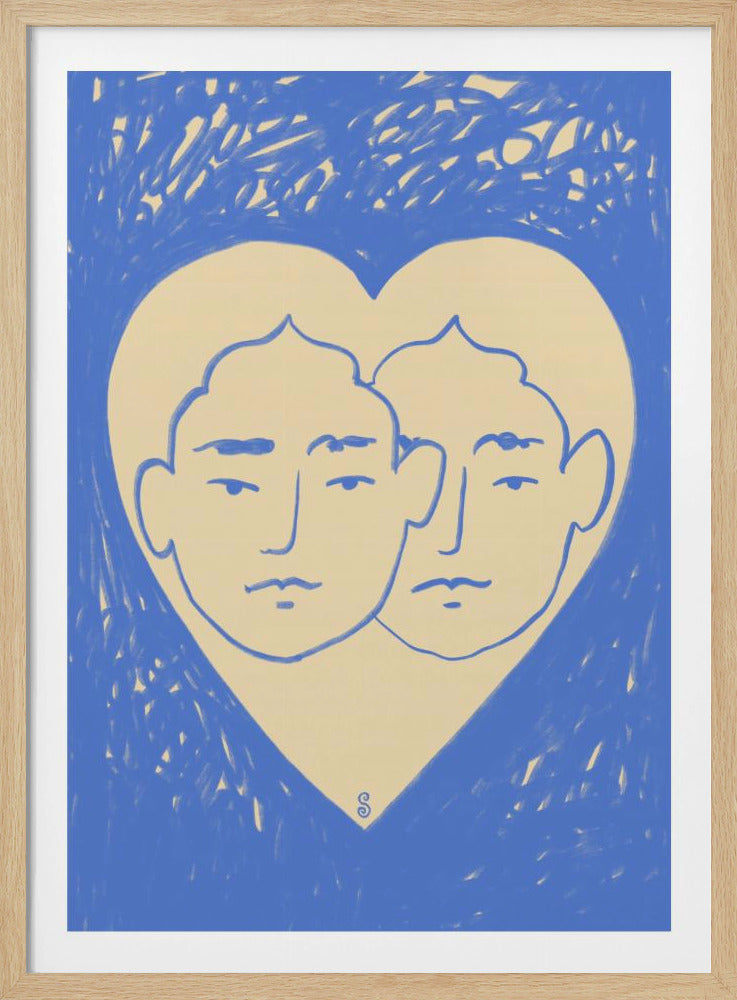 Twee abstracte gezichten | Poster