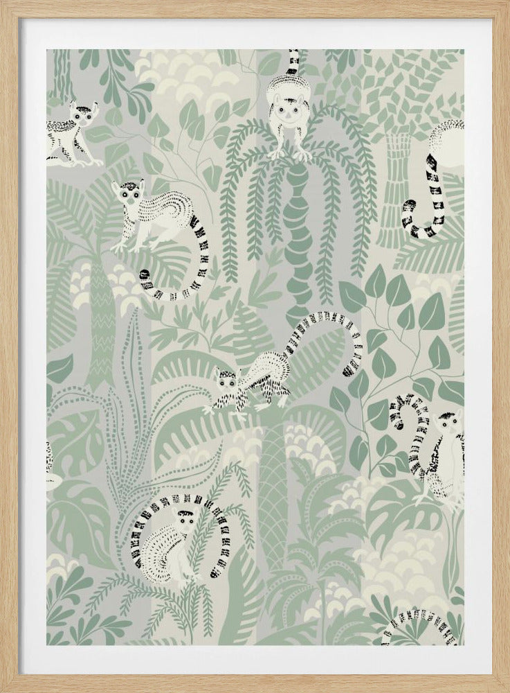 Jungle avontuur zacht saliegroen patroon | Poster