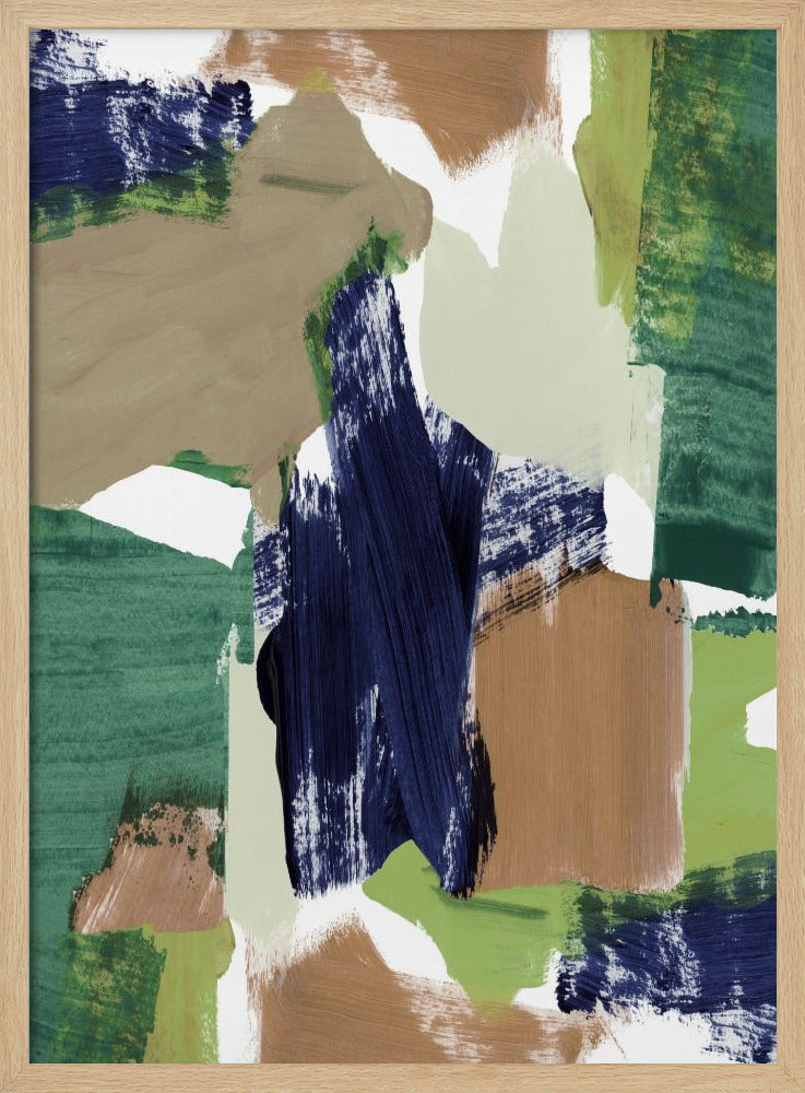 Abstract Blauw Groen Beige Nr. 1 | Poster