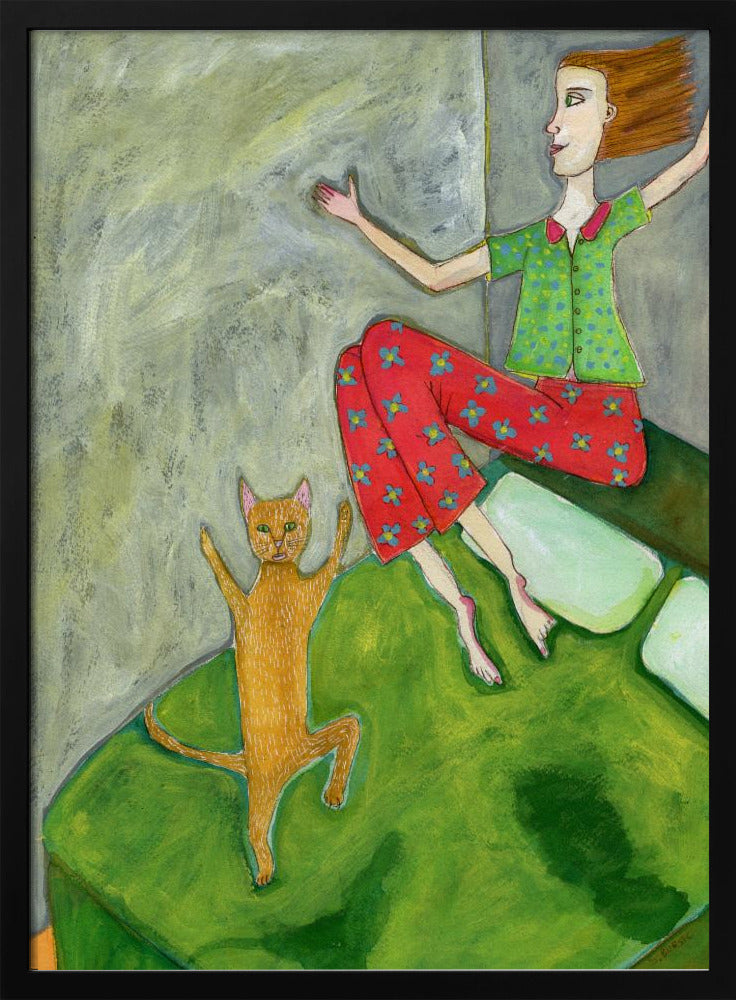 Kattenliefhebber springt vrolijk | Poster