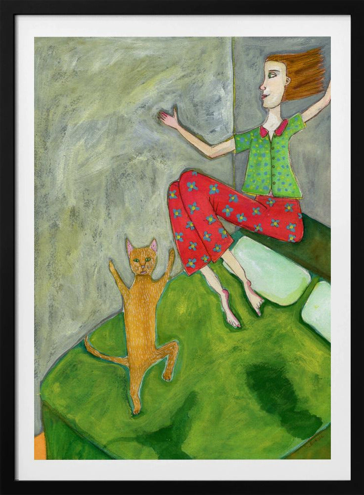 Kattenliefhebber springt vrolijk | Poster