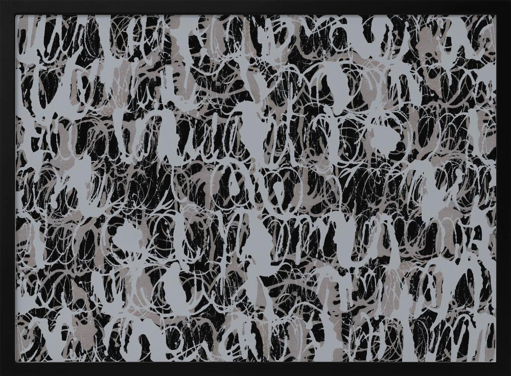 Abstracte inktwervelingen blauw zwart | Poster