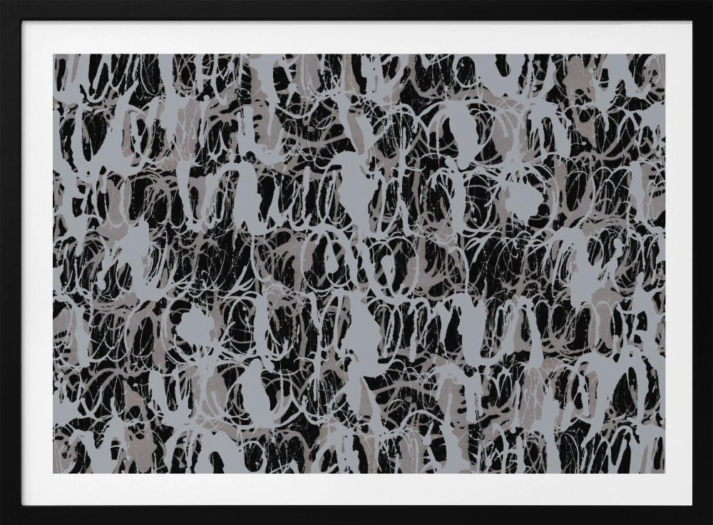 Abstracte inktwervelingen blauw zwart | Poster