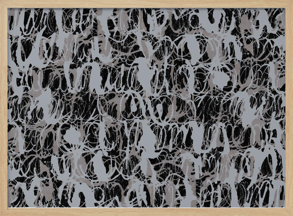 Abstracte inktwervelingen blauw zwart | Poster
