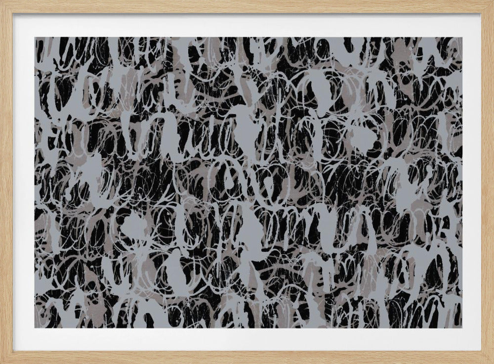Abstracte inktwervelingen blauw zwart | Poster
