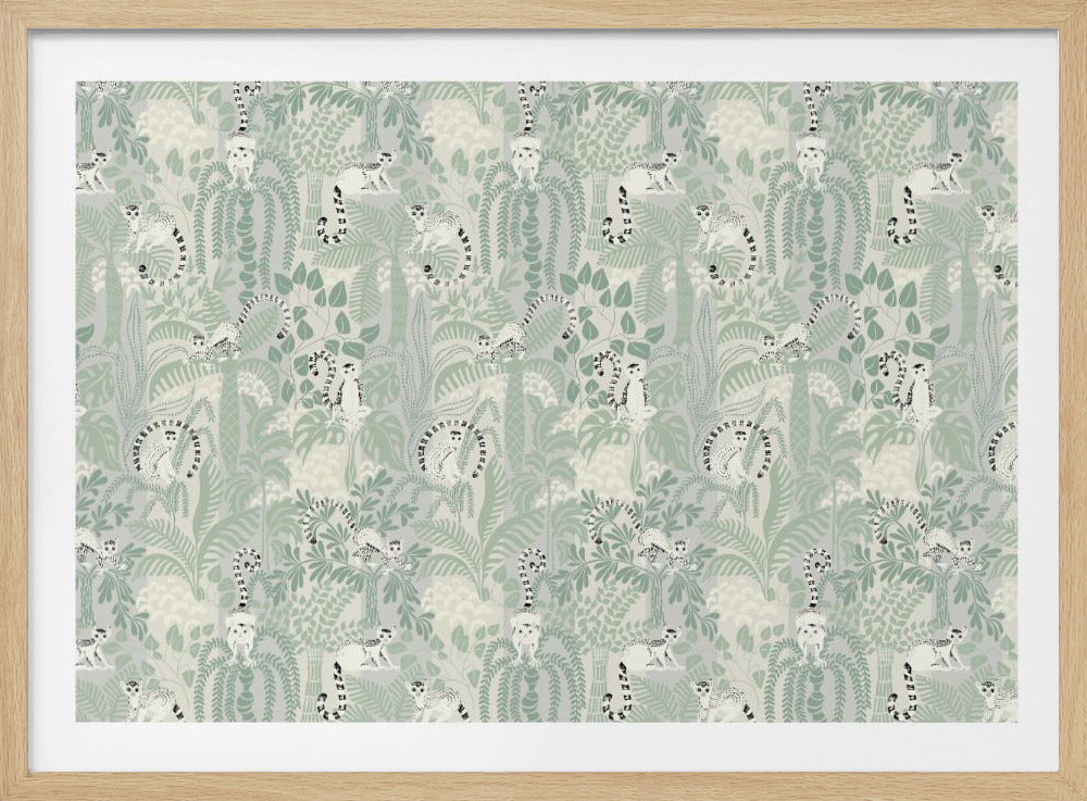 Jungle avontuur zacht saliegroen patroon | Poster