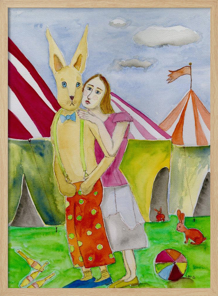 Circusartiesten met konijnen | Poster