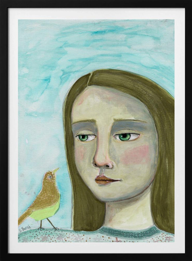 Dame en vogel | Poster
