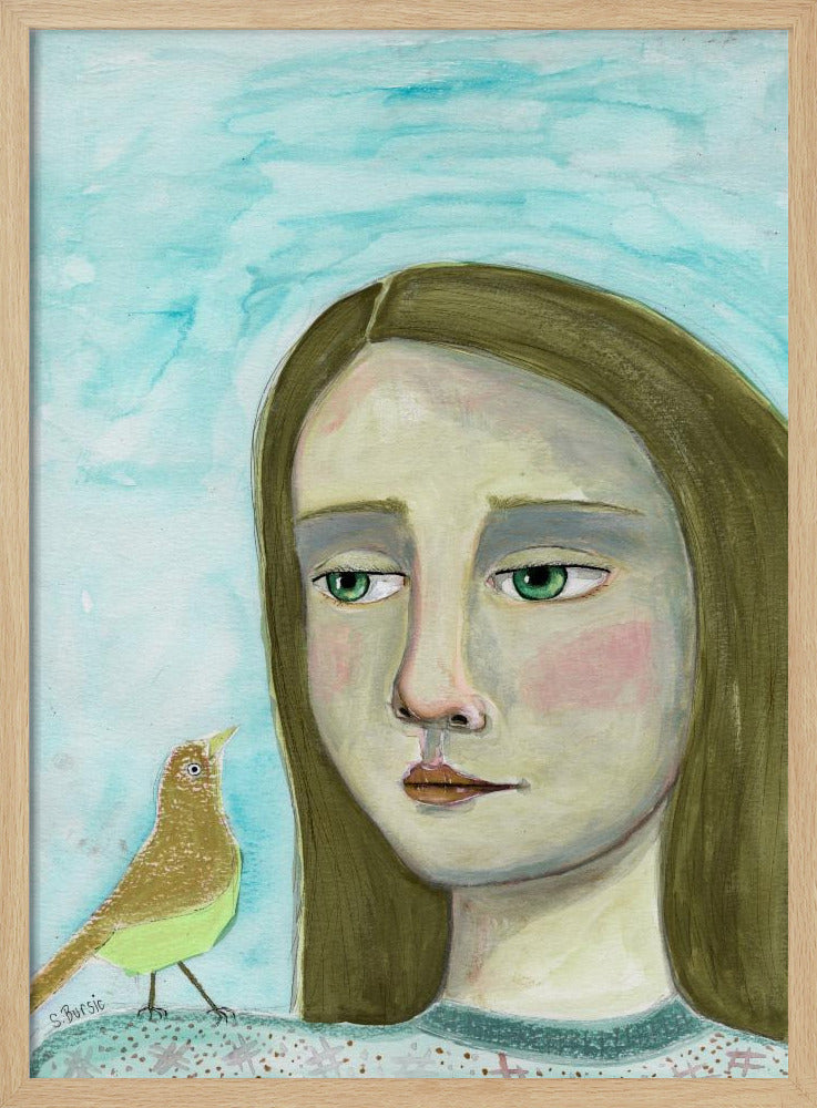 Dame en vogel | Poster