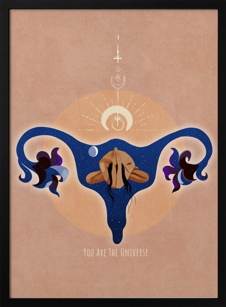 Spiritueel, Vrouwelijk, Energie, Sterren, Maan, Vulva, Meditatie, Yoga en Inspiratie Poster Spir 1b | Poster