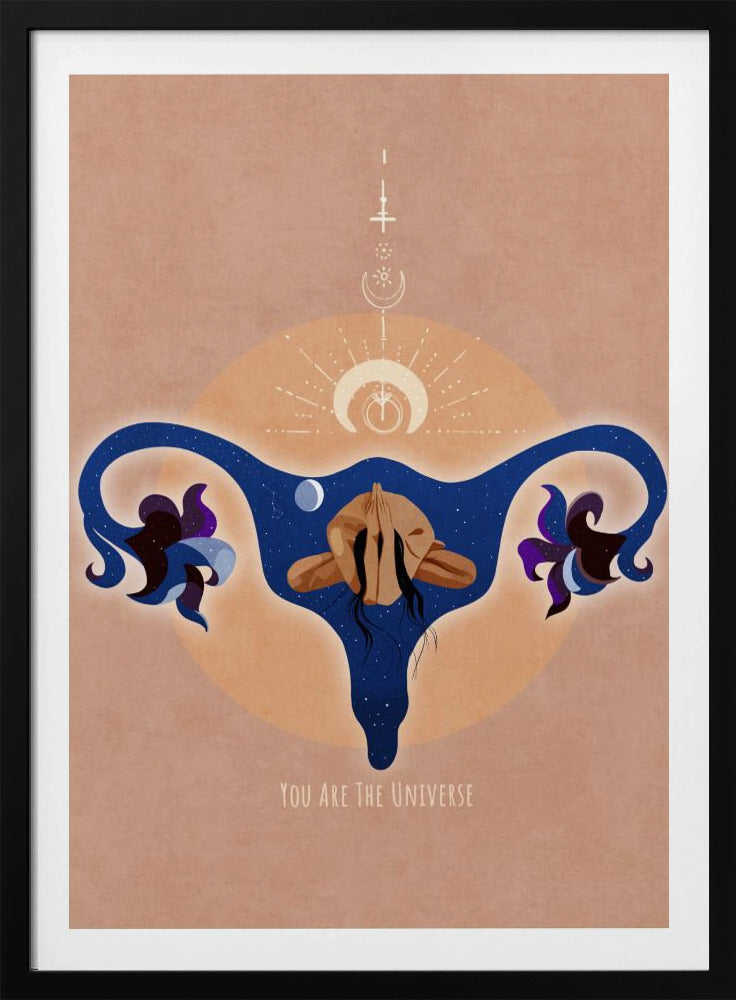 Spiritueel, Vrouwelijk, Energie, Sterren, Maan, Vulva, Meditatie, Yoga en Inspiratie Poster Spir 1b | Poster