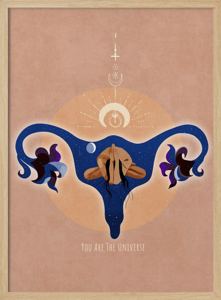 Spiritueel, Vrouwelijk, Energie, Sterren, Maan, Vulva, Meditatie, Yoga en Inspiratie Poster Spir 1b | Poster