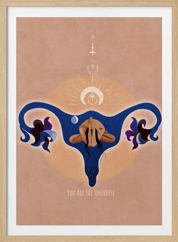 Spiritueel, Vrouwelijk, Energie, Sterren, Maan, Vulva, Meditatie, Yoga en Inspiratie Poster Spir 1b | Poster