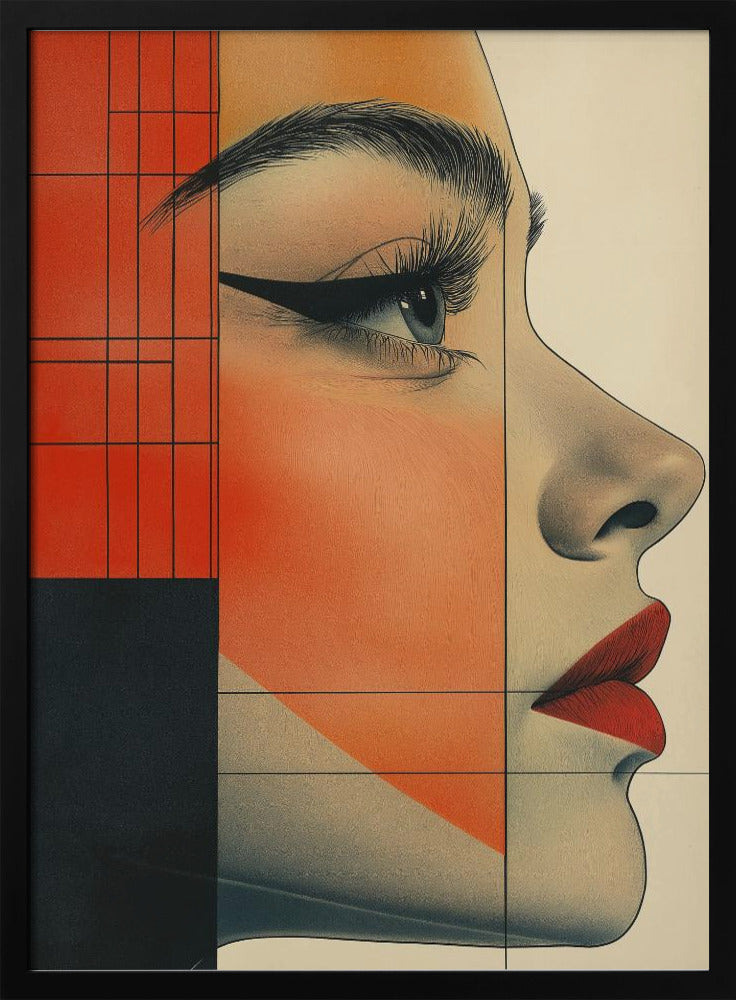 Vintage poster met een vrouwengezicht (8) | Poster