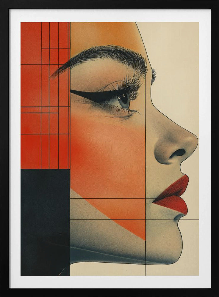 Vintage poster met een vrouwengezicht (8) | Poster