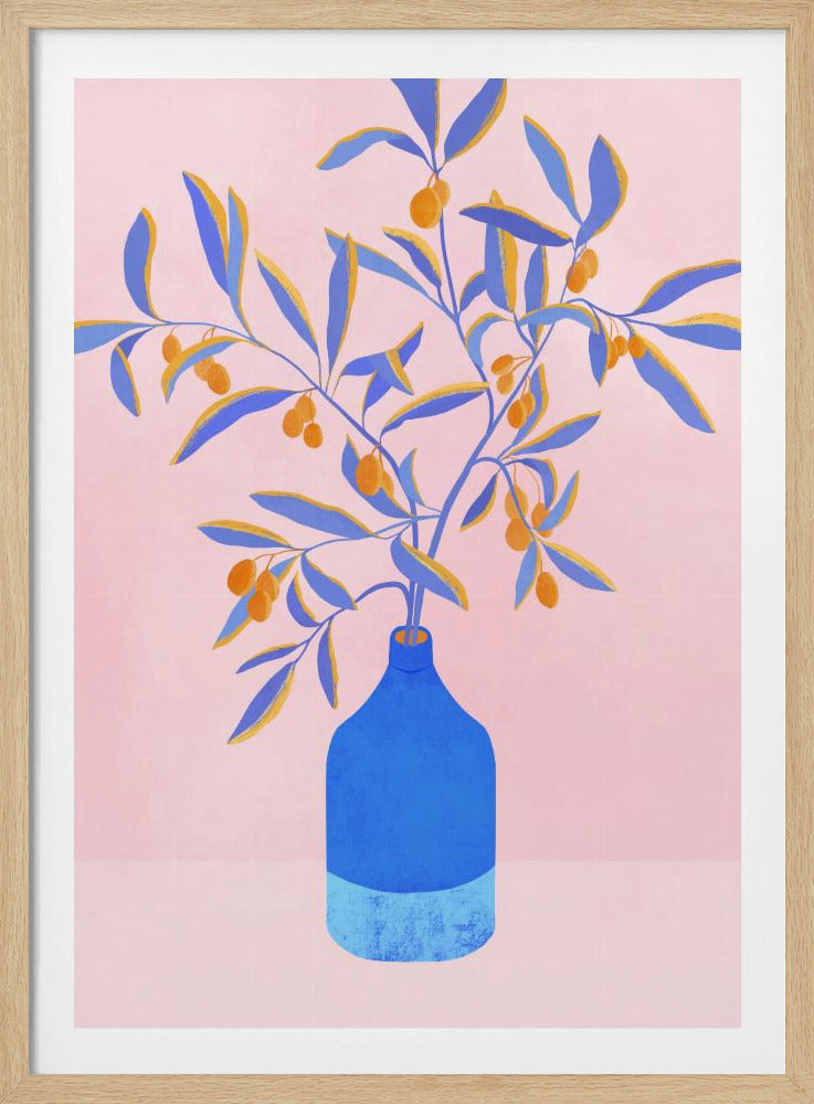 Stilleven met blauwe takken | Poster
