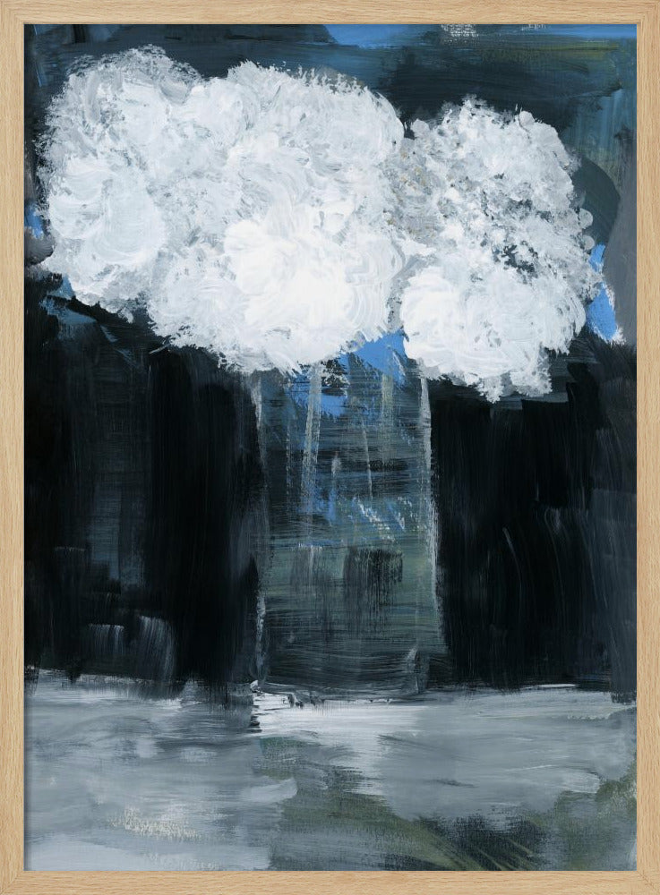 Witte sneeuwbal Viburnum in vaas op zwarte achtergrond | Poster