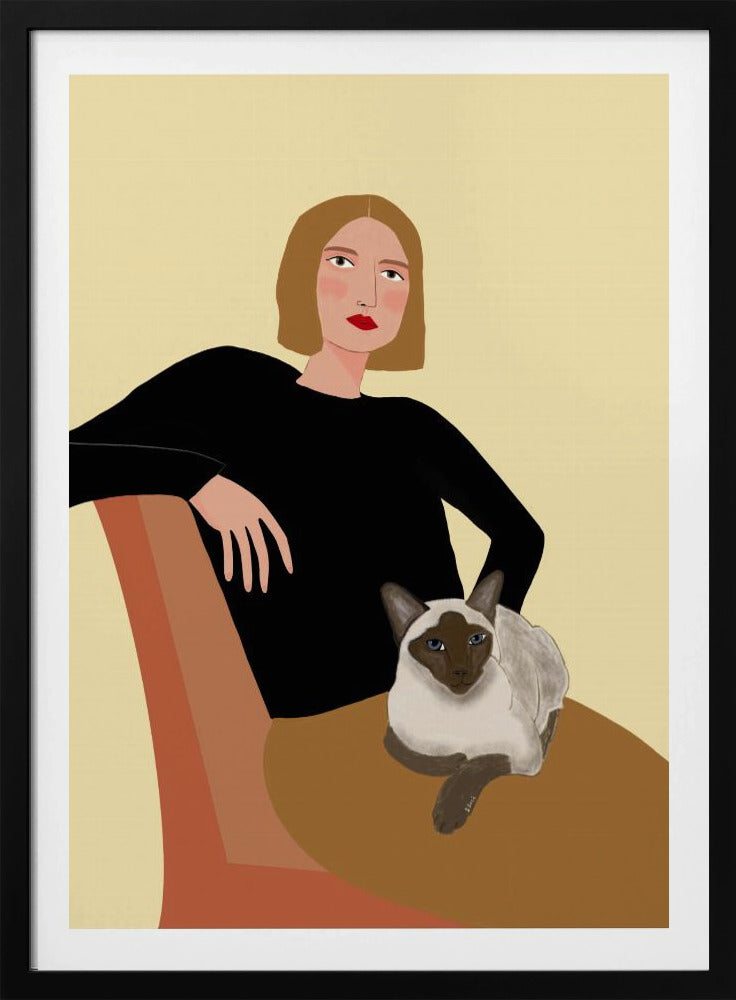 Dame met kat | Poster