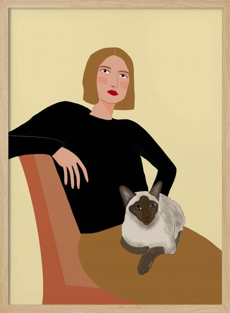 Dame met kat | Poster
