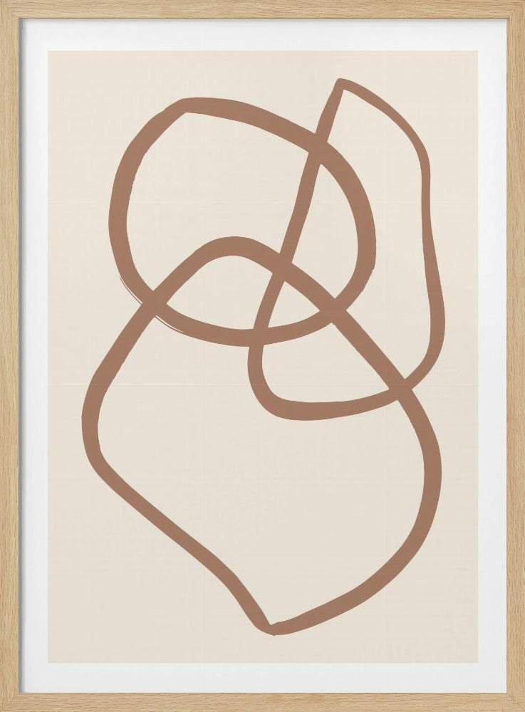 Abstracte lijnen Mocha 5 | Poster