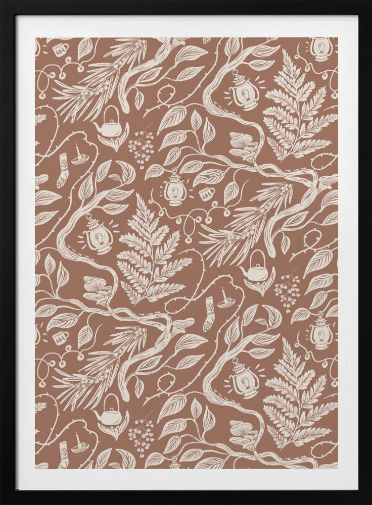 Cabincore Scene Patroon - Mocha Mousse | Poster