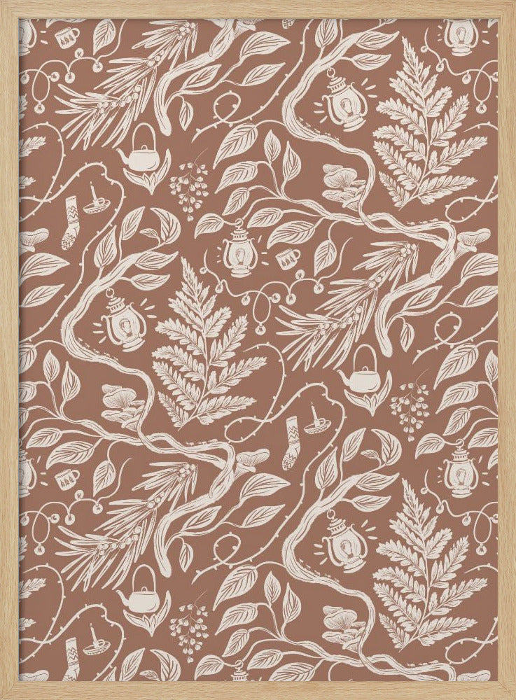 Cabincore Scene Patroon - Mocha Mousse | Poster