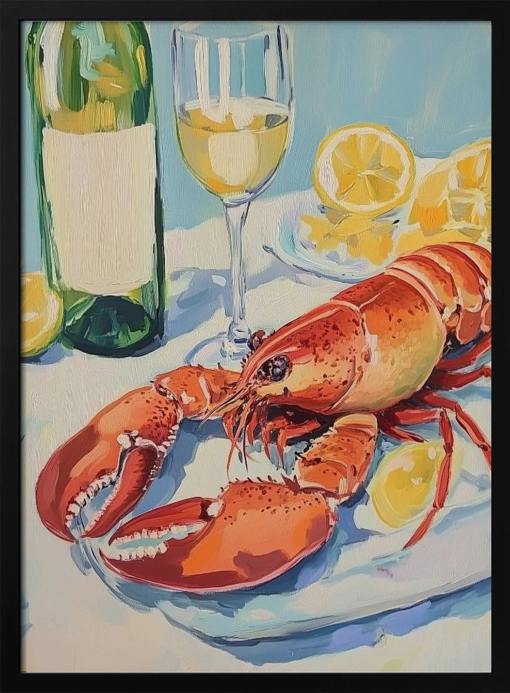 Stilleven met kreeft en wijn | Poster