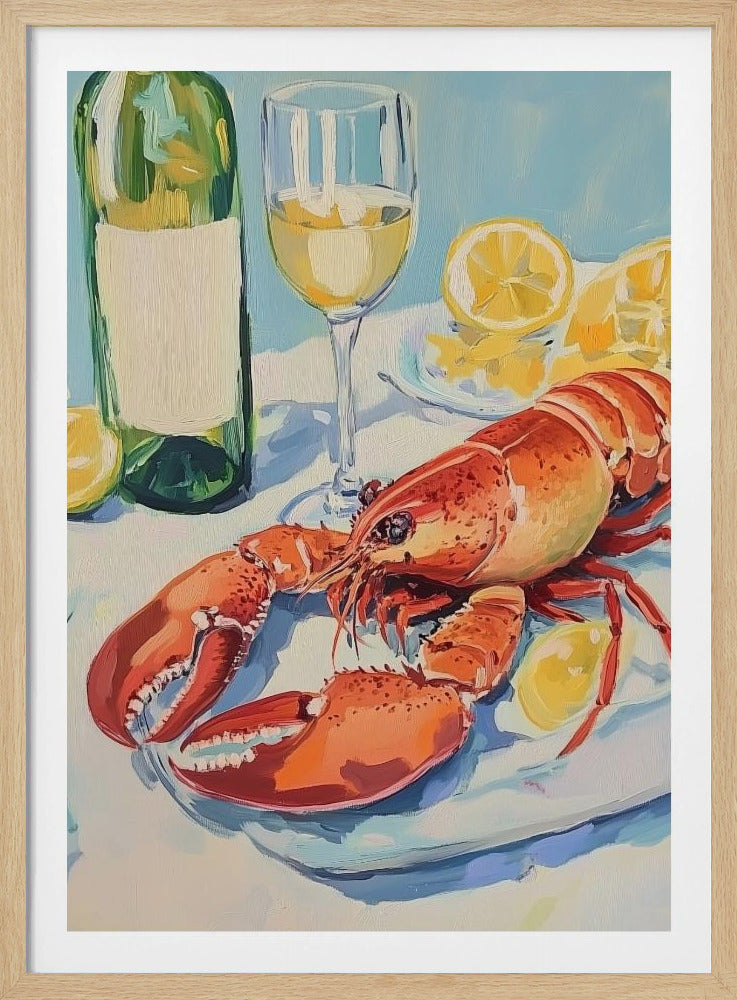 Stilleven met kreeft en wijn | Poster