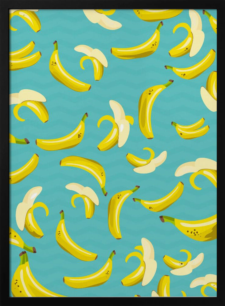 Speels patroon van gele bananen | Poster