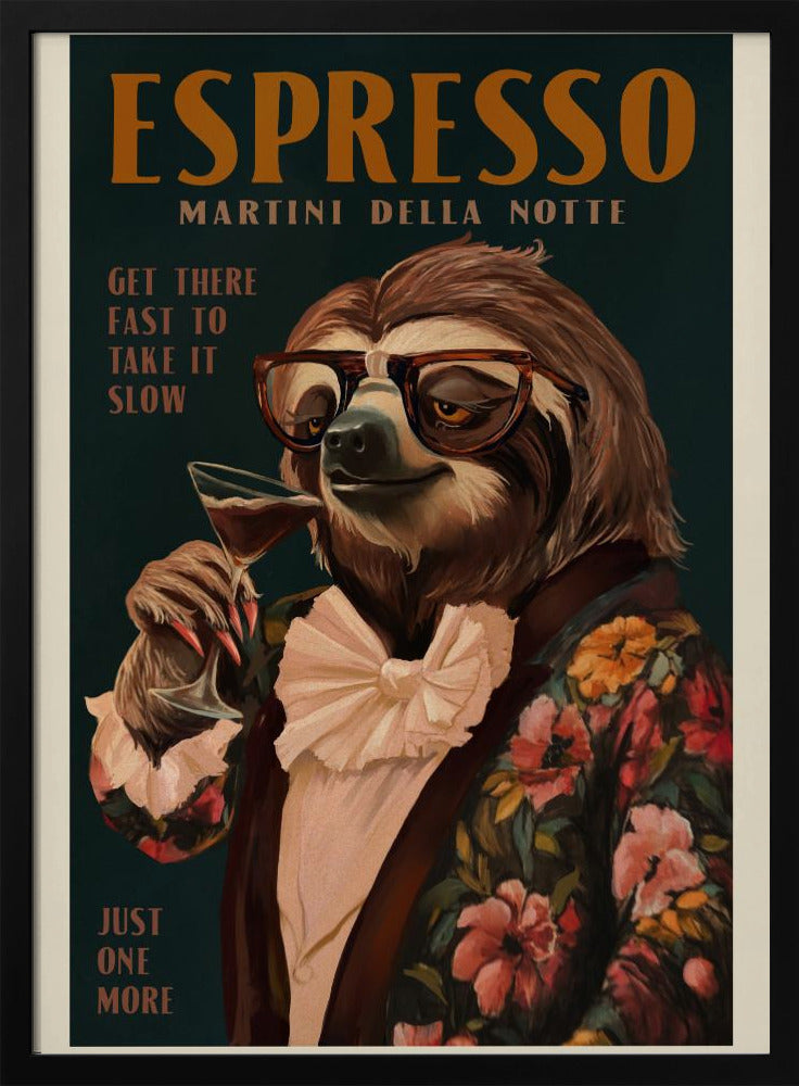 Art Deco Espresso Martini Drinkende Luiaard | Poster